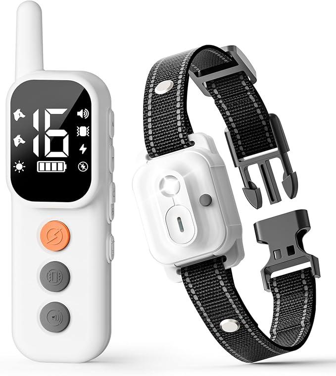 Dog Shock Collar - 3300 FT Dog Training Collar with Remote, IP67 Waterproof, 4 Training Modes Lighting, Beep, Vibration, Safe Shock, Dual Channel E-Collar with Safety Lock for All Breed (8-120LBs)