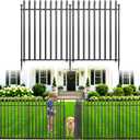 10 Panels No Dig Decorative Garden Fence with Gate, 32in(H) × 22ft(L) Heavy-Duty Rustproof Metal Panels, Outdoor Dog Barrier for Yard & Patio, Landscape, Border| Portable Temporary Fencing
