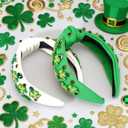 St. Patrick's Day Headband for Women, Lucky Shamrock Hair Accessory with Rhinestones, Green Crystal Knotted Hairband for Irish Holiday, Parade & Party
