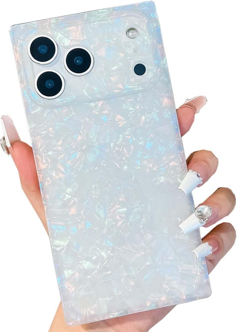 Cute Compatible with iPhone 17 Pro Case 6.9Inch,Sparkle Luxury Glitter Colorful Shell Rectangle Cases for Women,Girly Bling Slim Soft TPU Shockproof Protective Cover(Colorful Shell)
