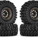 INJORA Black Coating Brass 1.0 Beadlock Wheel Tires Set for Axial SCX24 AX24 TRX4M FCX24 Upgrade 1/24 1/18 RC Crawler CarBlack