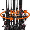 KastKing V16 Rotating Fishing Rod Holder for Garage, Floor Rack Holds Up to 16 Rods & Combos, Space-Saving Pole Organizer with Foam, Durable ABS, Fishing Gear Storage Gift for Men