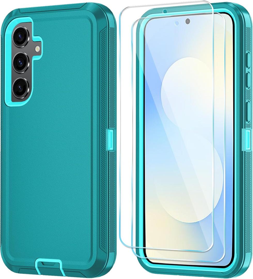 ONOLA Phone Case for Samsung Galaxy S25 FE Case with HD Screen Protector, Heavy Duty Shockproof & Dropproof 3-Layer Cover Phone Case for Galaxy S25 FE 6.7'',LakeBlueSkyBlue