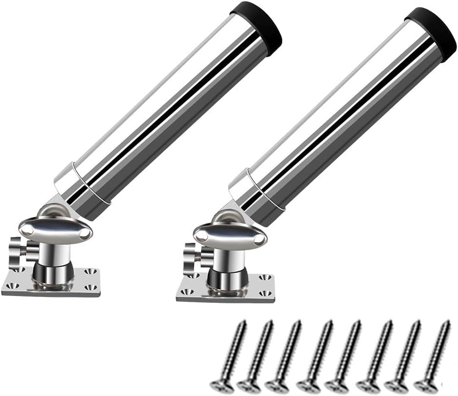 Cost-Effective Fishing Rod Holder Set, Pack of 2 Fishing Rod Holder for Boat, 316 Stainless Steel Adjustable Fishing Pole Holder, Marine Deck Mount Trolling Rod Holder for Boat Ship Yacht