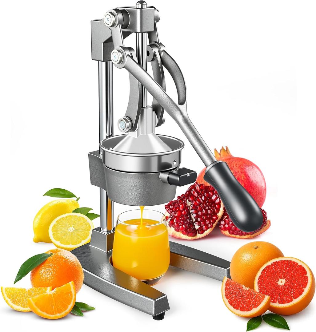 Cast Iron Juicer Hand Press Manual Citrus Squeezer for Lemon Orange Lime Pomegranate, Heavy Duty Countertop Juice Press Extractor with Cup, Commercial Bar Kitchen Tool
