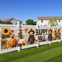Happy Yall Banner Fall Holiday Backdrop Scarecrows Pumpkins Sunflowers 118x20 inches Autumn Decor Party Supplies Welcome Yard Sign Wall Hanging Banner Decoration