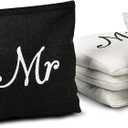 GoSports Wedding Theme Cornhole Bag Set - Includes 4 Black Mr Bags and 4 White Mrs Bags, One Size