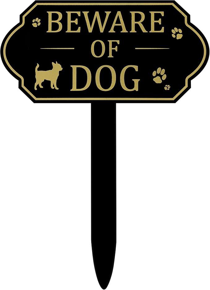 Beware of Dog Sign with Stake for Fence 7.09 x 3.54 Dog Warning Yard Signs for Property Guard Yard Lawn Indoor or Outdoor Use(Stylish Style)
