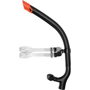 Swimmer's Snorkel for Lap Swimming, Adult Snorkeling Gear Swim Training, Center-Mount Silicone Mouthpiece One-Way Purge Valve in Pool and Open Water (Black)