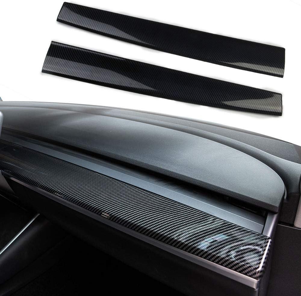 2Pcs/Set Carbon Fiber look Central Control Dashboard Panel Trim For Tesla Model 3 Model Y 2017-2023