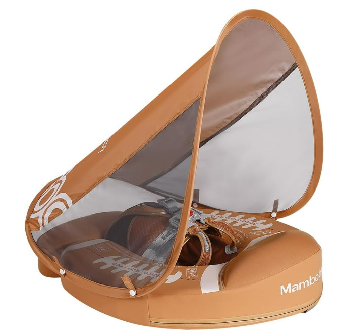 Float - Non-Inflatable Baby Swim Ring with Sun Canopy, Florida-Inspired Design for Infants 3-24 Months, Safe & Comfortable Pool Float for Toddlers, Durable Foam Swim Trainer