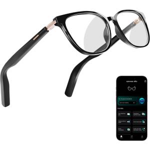 AI Smart Glasses for Men & Women  Powered by ChatGPT, Real-Time Translation, Bluetooth Glasses with Photochromic Lens, Music & Hands-Free Calling, UV & Blue Light Protection, Thin Temples (Black)