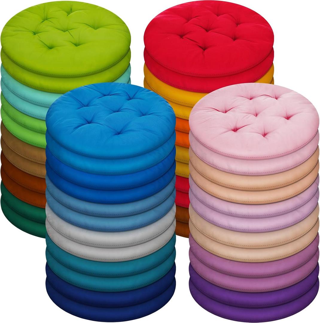 Tinideya 48 Pcs Round Floor Pillows 15.7 Inch Flexible Seating Pillows Chair Floor Cushions Reading Cushions for Kids Adults Classroom Home School Playing Supplies (24 Colors)