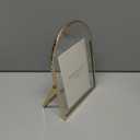 4x6 Brass-tone Arched Metal Floating Picture Frame, Double Glass Tabletop Display, Modern Minimalist Photo Frame for Home & Office Decor