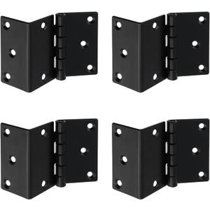 4 Pcs Door Hinge Black 2.76" Half-Surface Chest Hinges Metal 3-Fold Bending Cabinet Offset Hinges for Closet Doors Window Boxes DIY Woodworking