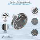 Luxury High Pressure Shower Head 5 Power Modes, Water Saving Showerhead with 360 Adjustable Brass Ball Joint for smooth Shower Experience, Wide Angle and Easy Installation