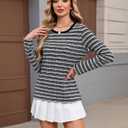 Blooming Jelly Womens Tops Striped Shimmer Long Sleeve Shirts Tweed T Shirt Dressy Casual Business 2026 Spring (XL)