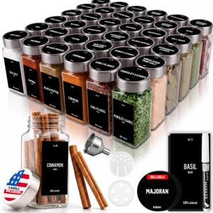 Deco haus Glass Spice Jars with Lids 36x4oz - Spice Containers +280 Labels, 36 Set