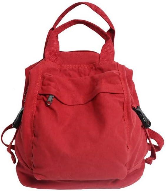 Small Boho Canvas Backpack for Women Vintage Style Outdoor Travel Bag Casual Daypack Grunge Aesthetic Hippie Y2K Backpack (Red,One Size)