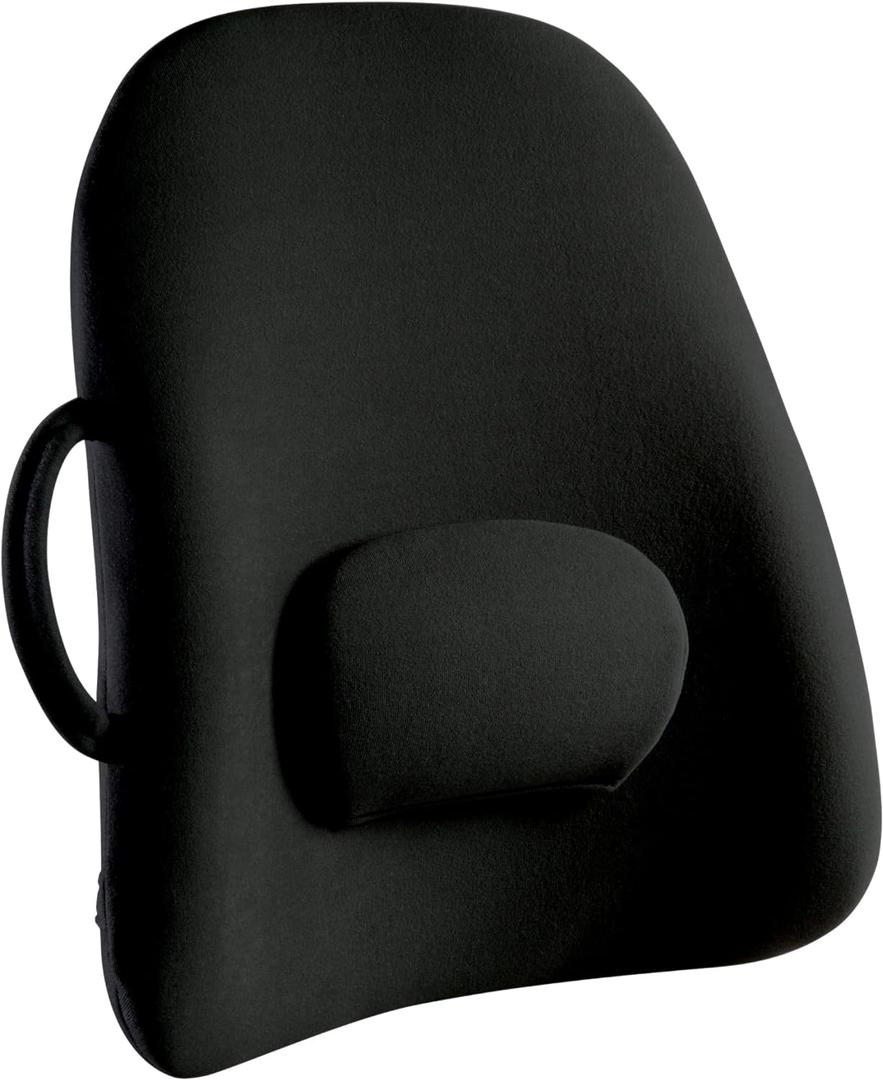 ObusForme Lowback Backrest Support  Lower Back Padded Seat Cushion and Lumbar Support Pillow, Portable Posture Support with Soft and Durable Foam (Black)