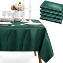 4 Pack Dark Green Satin Tablecloth, 58 x 102 Inches Polyester Tablecloth Rectangular Tablecloth Wrinkle Resistant Table Cloth Dining Table Cover Smooth Fabric Tablecloth Holiday Tablecloth
