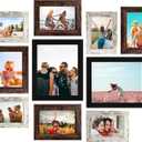 LUCKYLIFE Picture Frame Set 10-Pack, Gallery Wall Frame Collage with 8x10 5x7 4x6 Frames in 3 Different Finishes (Black & Brown & Distressed white)