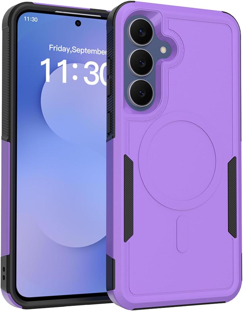 Dionsibei Designed for Samsung Galaxy S25 FE Case 2 in 1 Military Grade Drop Heavy Duty Rugged Shockproof Protective Cover Case for Galaxy S25 FE Phone Case (Purple)