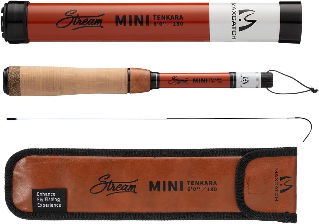 Maxcatch Stream Mini Tenkara Rod, Ultra Compact for Backpacking and Streams, Pocket Size Fly Fishing Rod, Spare Tip Section Included, 6:4 Action