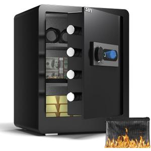 DAYI Biometric Fingerprint Safe Box, 2.0 Cubic Feet Home Safes with Fireproof Bag, Digital Touchpad Security Safe for Money Cash Documents, Dual Alarm System - DF-45 Plus