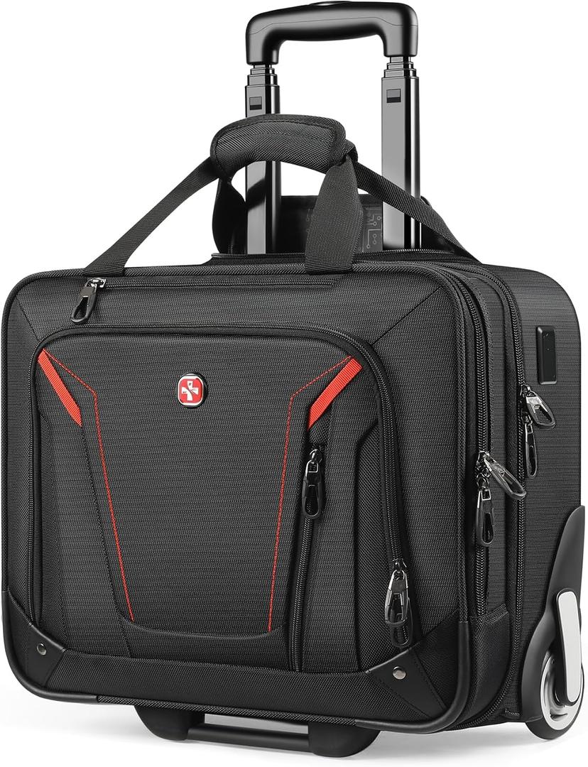 star cloud Rigid Frame Rolling Laptop Bag 18"14"8", Water-Resistant Rolling Briefcase with Wheels, Business Travel Computer Bag, Underseat Carry on Luggage for Men & Women, 18"14"8", 30l