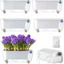 5 Pack Rectangular Planter 11.8 x 4.6 in Self Watering Planter Window Sill Planters Indoor Rectangle Planter Self Watering Pots Plastic Plant pots for African Violet Flower Orchid (Clear, 5)