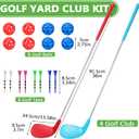 4 Pack Backyard Golf Club Set 36 Inch with 8 Balls & 8 Tees, Oversized 5.1x3.7in Clubheads for Beginners, Outdoor Plastic Bucket Golf Clubs for Families, Backyard Golf Game Gift