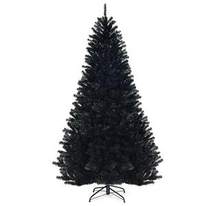  7 ft Pre-Lit Christmas Tree Hinged Xmas Tree (Black)