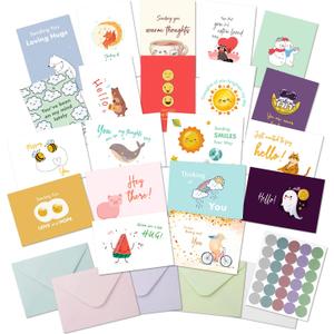 Mr. Pen- Thinking of You Cards with Envelopes, 20 Unique Design, Large 5x7, Thinking of You Card, Blank Inside, Greeting Cards Thinking of you, Encouragement Cards, Note Cards with Envelopes (Cheerful)