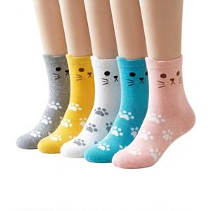 5 Pairs Cute Cat Face Socks for Women