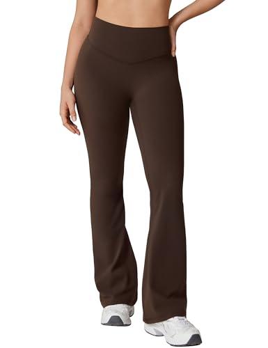 UNISSU Hugcurve No Front Seam High Waisted Flare Leggings for Women Bootcut Yoga Pants Buttery Soft Lounge Workout - 29.5'' Clay Brown Medium
