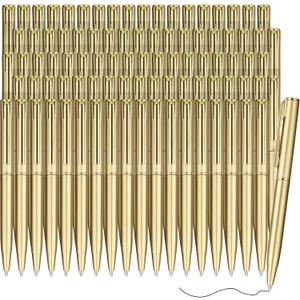 Teling 72 Pcs Small Ballpoint Pen Mini Pens Bulk 4 Inch Short Small Tiny Black Ink Ballpoint Writing Tool for Notebook Pockets Signature Notepads School Office(Gold,Classic Style)