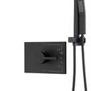 Black Shower Head and Handle Set, Black Shower Faucet Set with 12 Inch Shower Heads with Handheld Spray Combo and Tub Spout, Shower Systems with Rain Shower and Handheld (Valve Included)