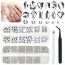 4080Pcs Silver Clear Nail Rhinestones Crystal White Stones More Quantity 1.5-4mm Flatback Round Beads K9 Glass Gems Nail Art Diamonds Jewels Charms for Nails Face Eyes Makeup Shoes DIY Crafts