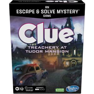 Clue Board Game Treachery at Tudor Mansion, Escape Room Game, Cooperative Family Murder Mystery Games, Ages 10 and up, 1-6 Players