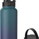 Navigate 32 oz Insulated Stainless Steel Sports Water Bottle with Spout & Handle Lids,Wide Mouth Water Jug with Double Walled Leak Proof Keep Cold for 24 Hrs Hot for 12 Hrs, Blue Gradient