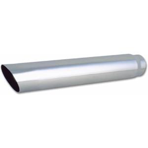 Vibrant Performance Exhaust Tip, Weld-On, 3 in Inlet, 4 in Round Outlet, 20 in Long, Single Wall, Cut Edge, Angled Cut, Stainless, Polished, Each