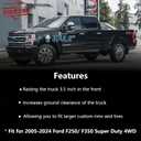 3.5" Front Leveling Kit Compatible with 2005-2024 Ford F250 F350 Super Duty 4WD, 3.5 inch High-Strength Steel Coil Spring Lift Spacers with Shock Mount Extenders & Sound Isolator