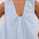 Women Summer Sleeveless Babydoll Mini Dress Scoop Neck Loose Fit Tank Dresses Party Ruched Short Dress witn Pockets Blue (Blue, M)
