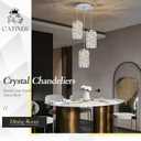 CATINER 3-Light Modern Crystal Pendant Light, Chrome Mini Chandelier Adjustable Cluster Pendant Lighting Fixture for Kitchen Island, Dining Room, Bedroom, Hallway, Porch
