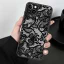 Magnetic Phone case for iPhone 14 6.1 Inch, Grade Protection & Wireless Charging - Aesthetic Lace Flower Pattern Phone Cover for Girls Women -Black Vintage Lace