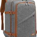 Kono Carry on Backpack, 16" Airplane Approved Under Seat Travel Backpack for Men and Women, Waterproof Lightweight Daypack for Flight 20L (Grey/Brown, Small)