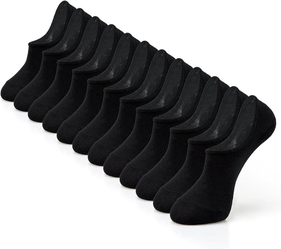 IDEGG No Show Socks Women & Men Low Cut Ankle Short Anti-slid Athletic Running Casual Invisible Liner Socks (Small, D_6 Black)