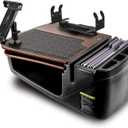 AutoExec AUE15350 GripMaster Car Desk Mahogany Finish with Printer Stand and Tablet Mount