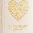 Lanpn Wedding Anniversary Journal Book, Linen Dating 1st to 70th Couple Memory Book Wedding Scrapbook, 190 Pages Love Stories Notebook Newlywed Marriage Anniversary Bridal Shower Gift, Beige (Heart)
